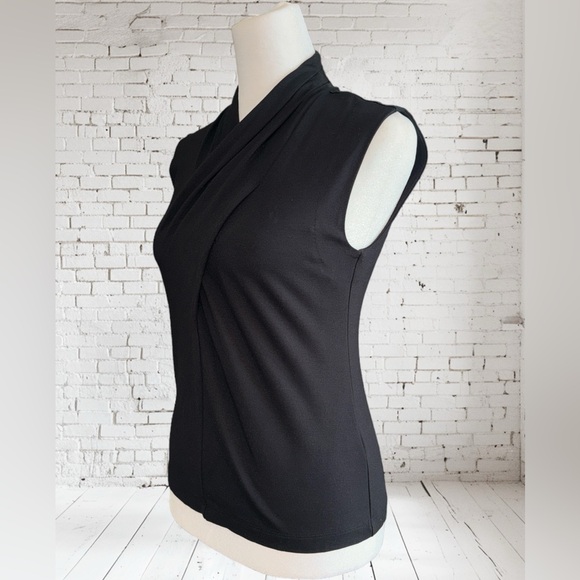EUC Anthropologie Viola Draped Black Sleeveless Wrapped Shawl Neck Top Size XSP - Picture 9 of 15